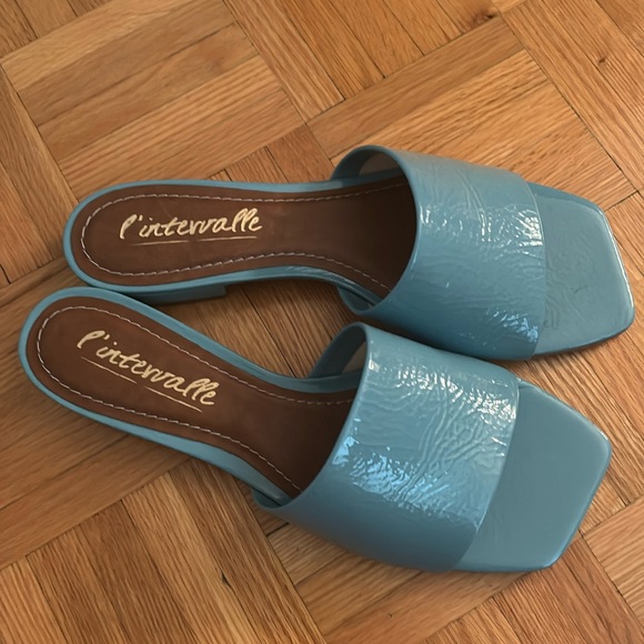 L’ intervalle blue leather sandals shoes 40 9 new - Picture 1 of 4